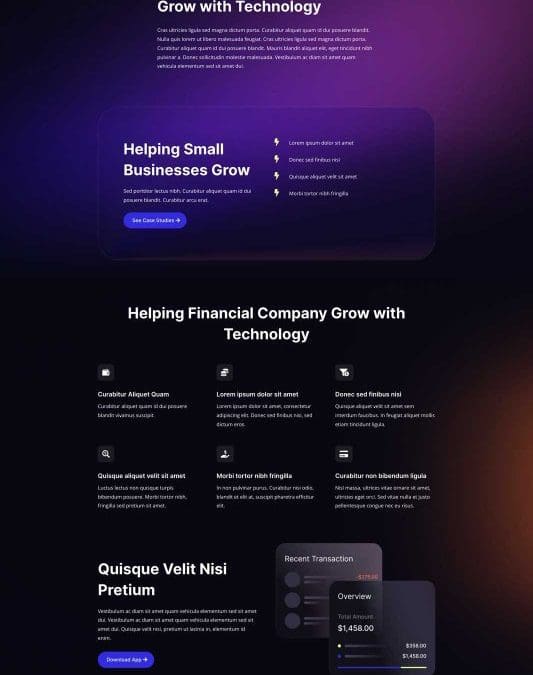 Financial Technology Landing Page